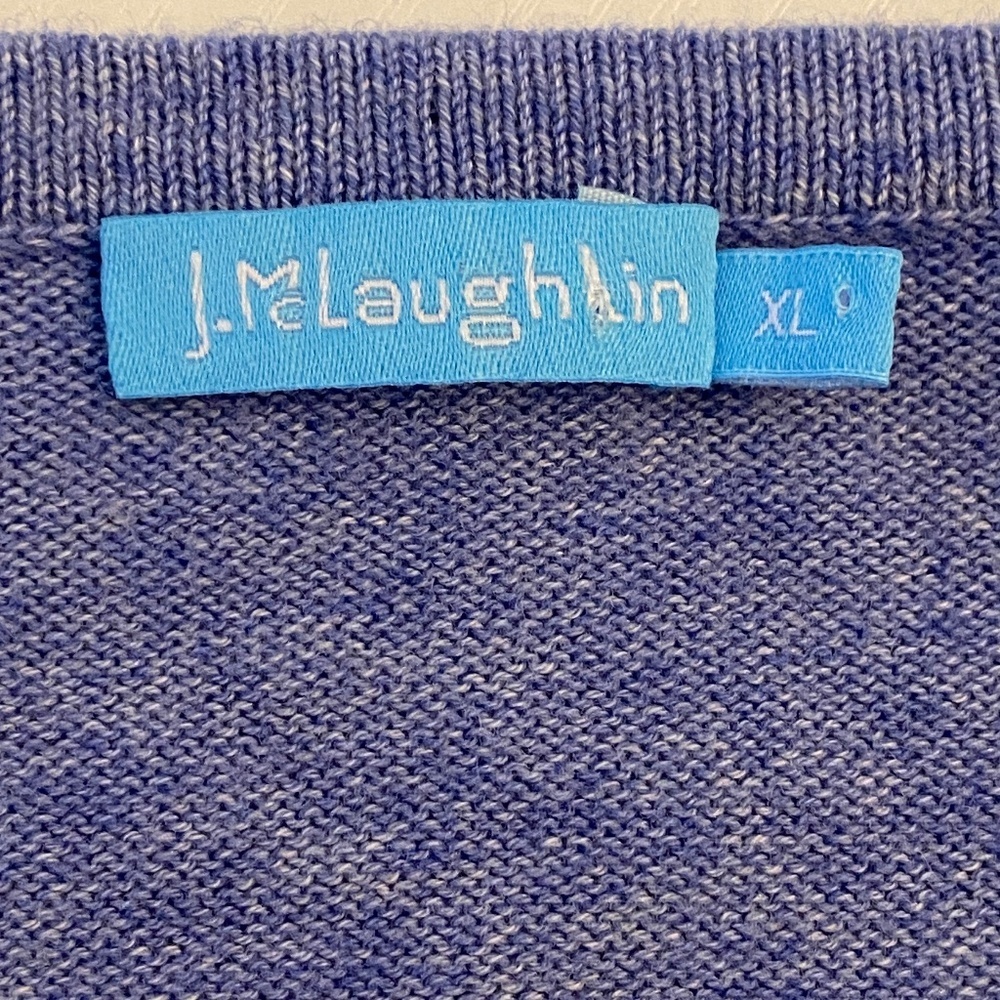 J.McLaughlin Blue 100% Cotton Ruffle Sleeve Trims Sweater Size Extra Large - Picture 7 of 11